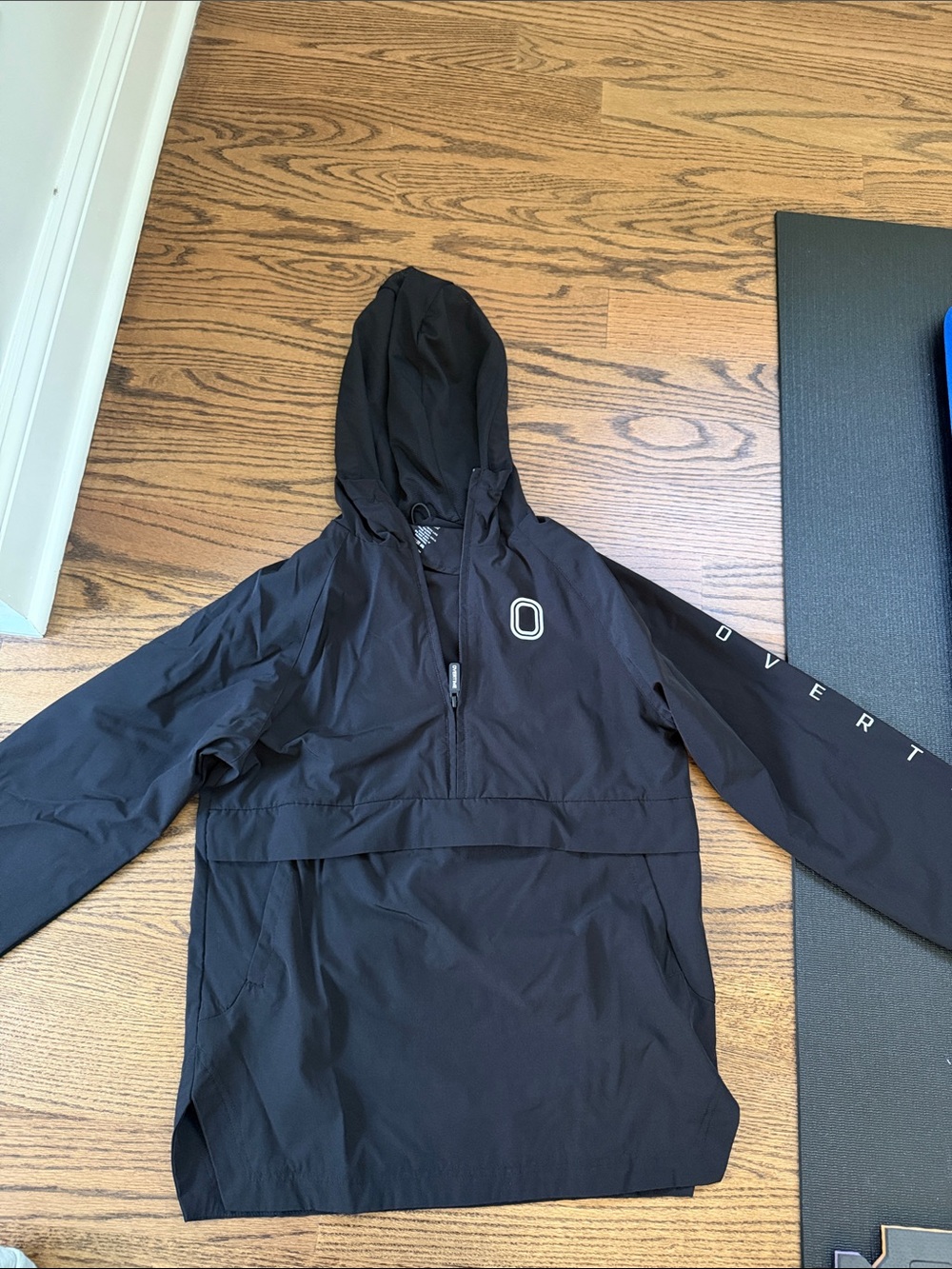 Kids' Black Hooded Rain Anorak – Overthrow Logo